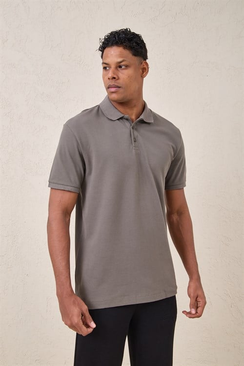 Wholesale Mens Mink Pique Fabric Polo Shirt