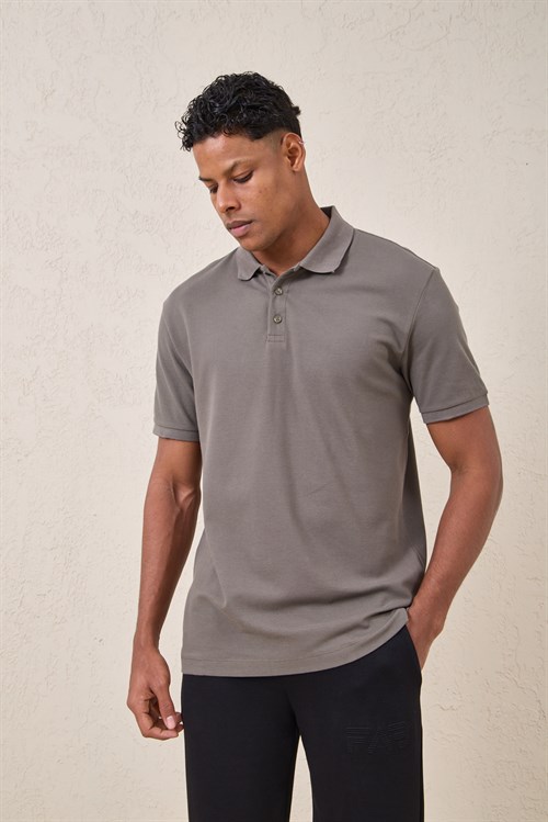 Wholesale Mens Mink Pique Fabric Polo Shirt
