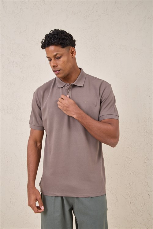 Wholesale Mens Mink Pique Fabric Polo Shirt