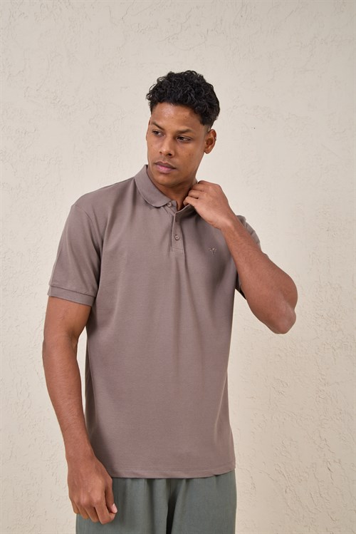 Wholesale Mens Mink Pique Fabric Polo Shirt