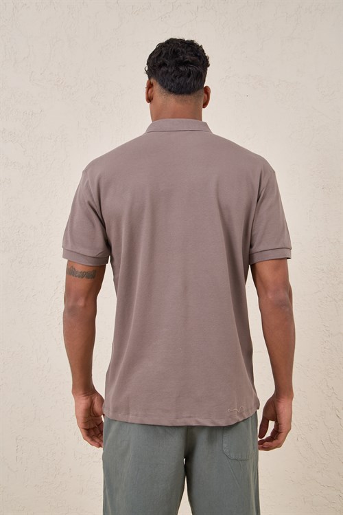 Wholesale Mens Mink Pique Fabric Polo Shirt
