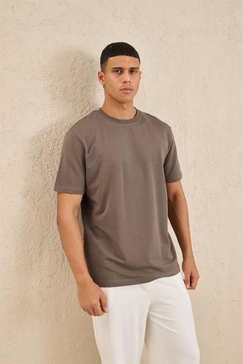 Wholesale Mens Mink Regular Fit Basic Crew-Neck T-Shirt