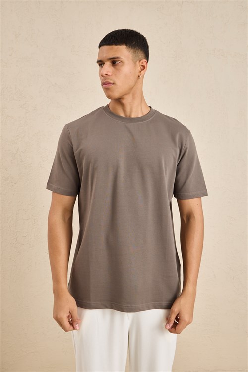 Wholesale Mens Mink Regular Fit Basic Crew-Neck T-Shirt