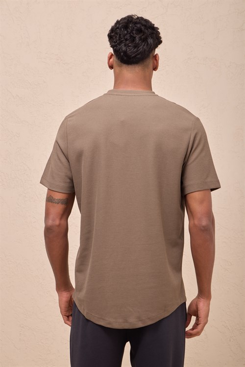 Wholesale Mens Mink Regular Fit Double-Knit Crew-Neck T-Shirt