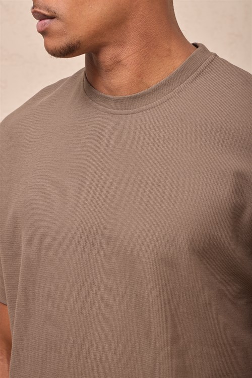 Wholesale Mens Mink Regular Fit Double-Knit Crew-Neck T-Shirt