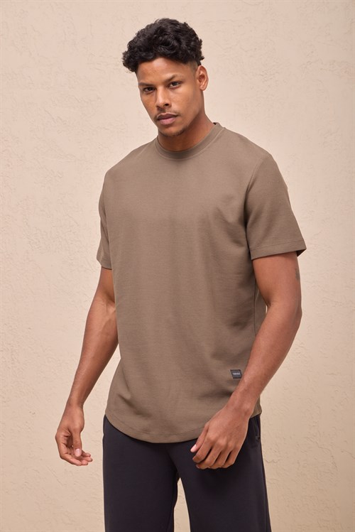 Wholesale Mens Mink Regular Fit Double-Knit Crew-Neck T-Shirt