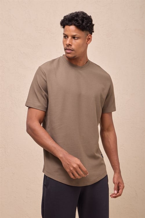 Wholesale Mens Mink Regular Fit Double-Knit Crew-Neck T-Shirt