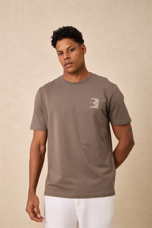 Wholesale Mens Mink Regular Fit Printed French Terry T-Shirt