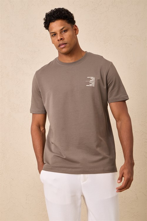 Wholesale Mens Mink Regular Fit Printed French Terry T-Shirt