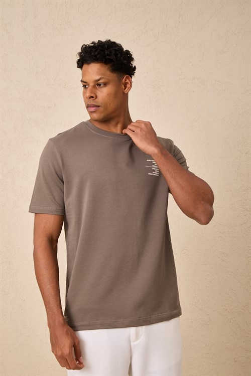 Wholesale Mens Mink Regular Fit Printed French Terry T-Shirt