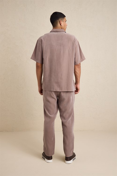 Wholesale Mens Mink Relax Fit Cupra Shirt and Pants Set