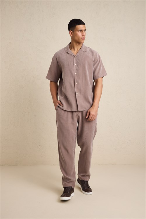 Wholesale Mens Mink Relax Fit Cupra Shirt and Pants Set