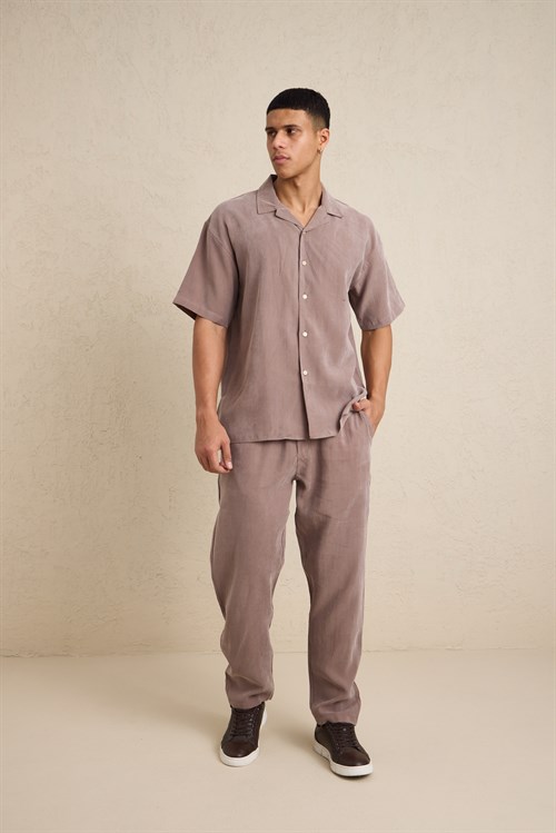 Wholesale Mens Mink Relax Fit Cupra Shirt and Pants Set