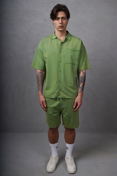 Wholesale Mens Pistachio Shirt and Shorts Set