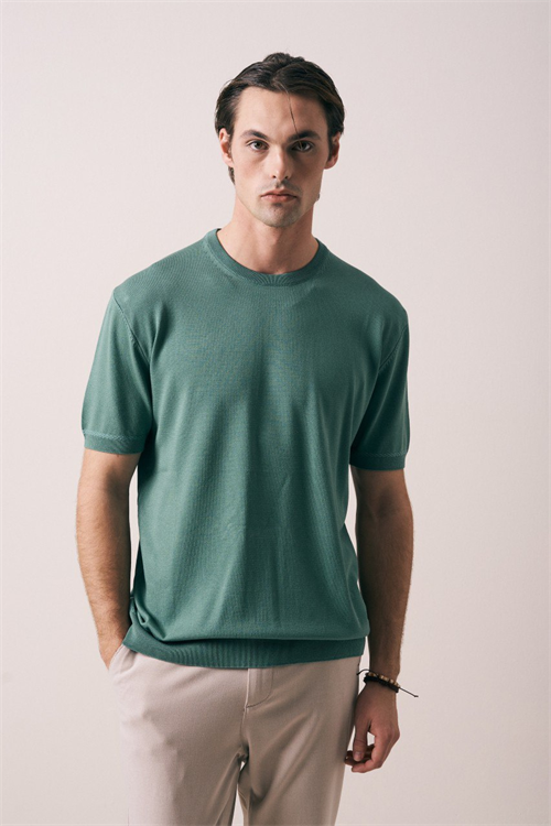 Wholesale Mens Mint Knit Crew-Neck T-Shirt