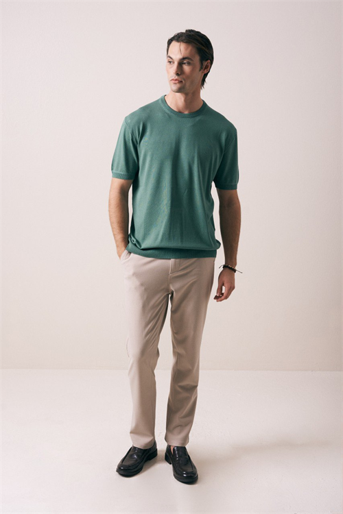 Wholesale Mens Mint Knit Crew-Neck T-Shirt