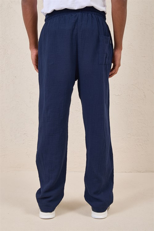 Wholesale Mens Navy Blue Muslin Baggy Sweatpants