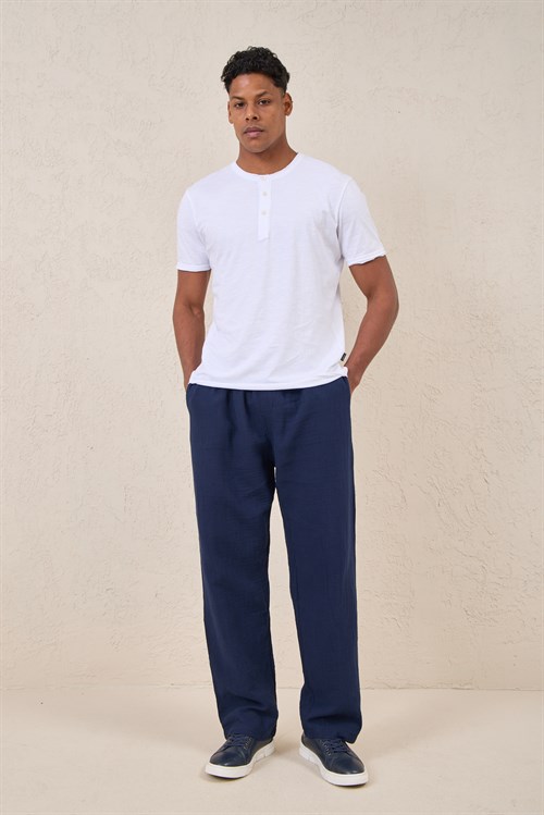 Wholesale Mens Navy Blue Muslin Baggy Sweatpants