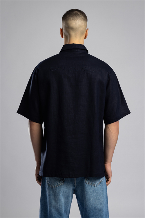 Wholesale Mens Navy Embroidered Shirt