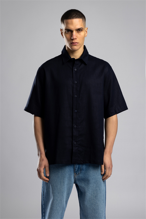 Wholesale Mens Navy Embroidered Shirt