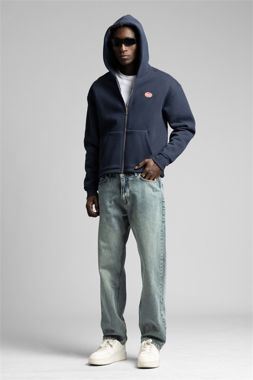 Wholesale Mens Navy Embroidered Sweatshirt 