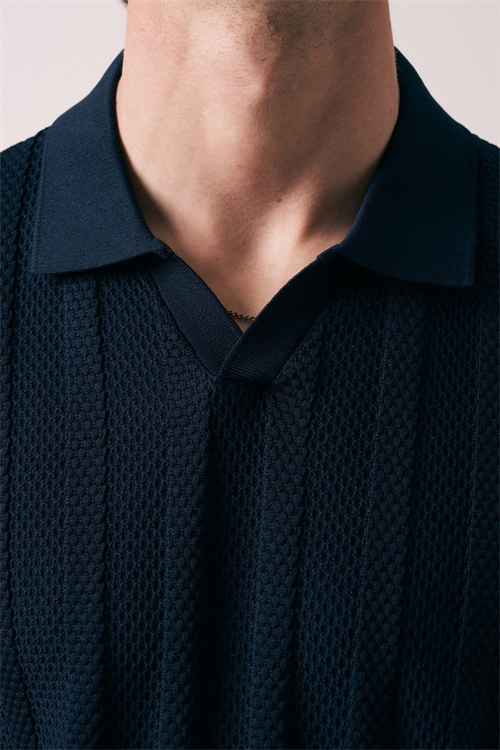 Wholesale Mens Navy Knit Crew-Neck T-Shirt