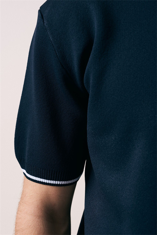 Wholesale Mens Navy Knit Crew-Neck T-Shirt