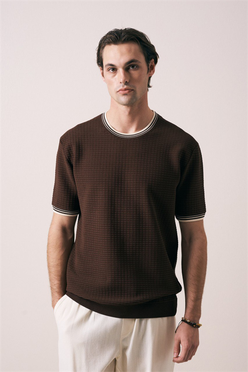 Wholesale Mens Navy Knit Crew-Neck T-Shirt