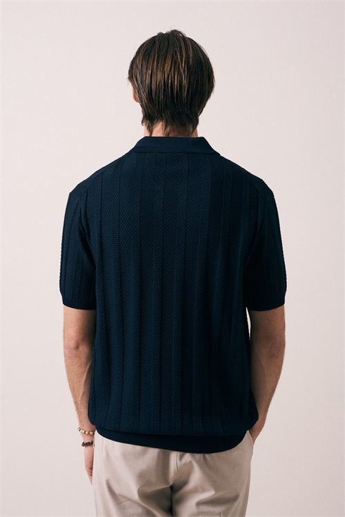 Wholesale Mens Navy Knit Crew-Neck T-Shirt