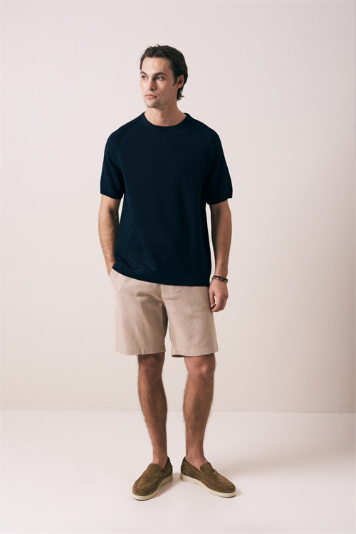 Wholesale Mens Navy Knit Crew-Neck T-Shirt