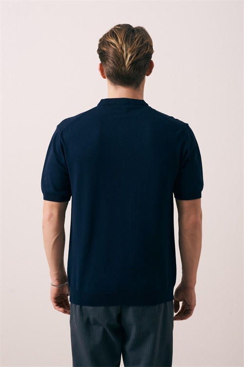 Wholesale Mens Navy Knit Crew-Neck T-Shirt