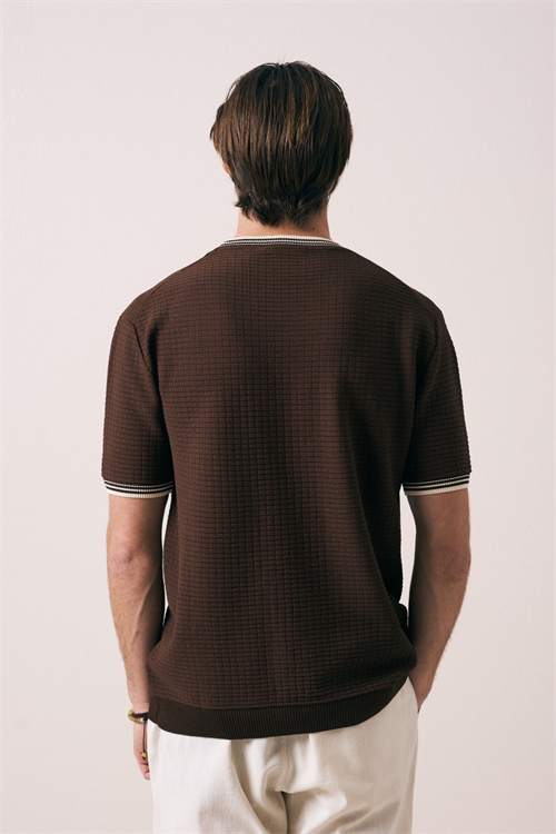 Wholesale Mens Navy Knit Crew-Neck T-Shirt