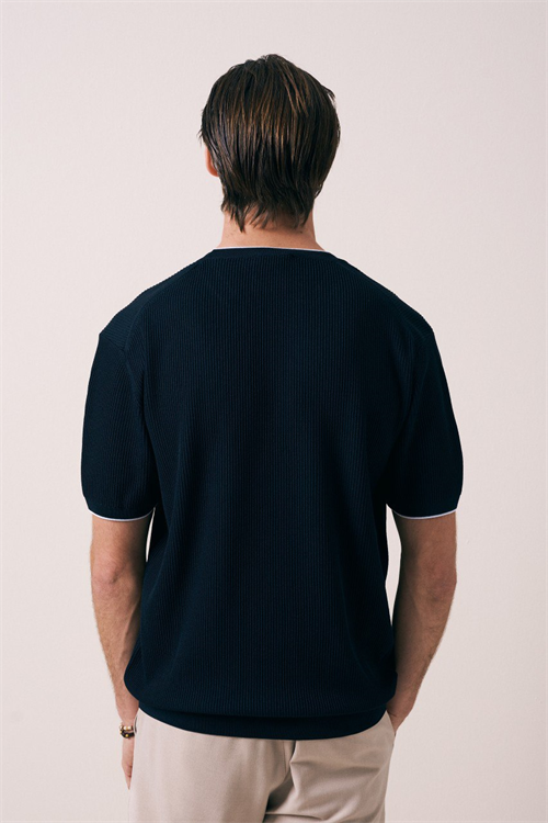 Wholesale Mens Navy Knit Crew-Neck T-Shirt