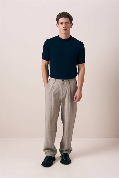 Wholesale Mens Navy Knit Crew-Neck T-Shirt