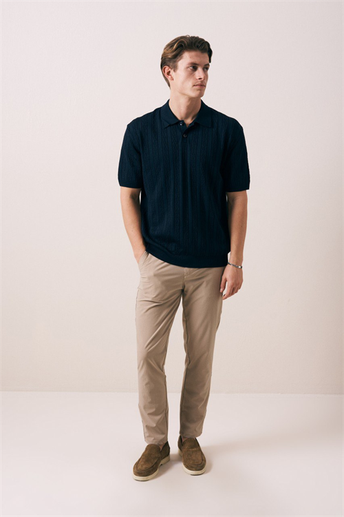 Wholesale Mens Navy Knit Polo Shirt