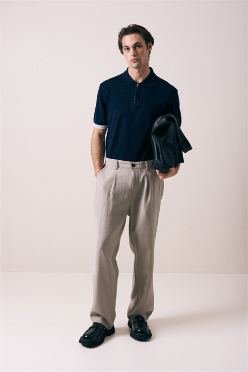 Wholesale Mens Navy Knit Polo Shirt