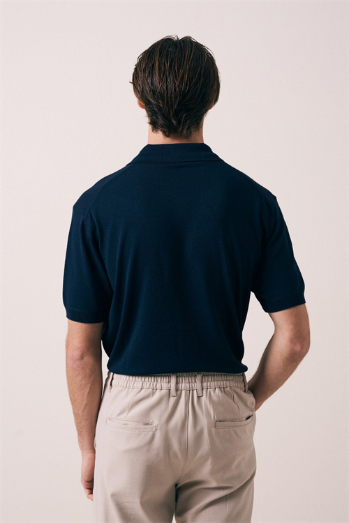 Wholesale Mens Navy Knit Polo Shirt