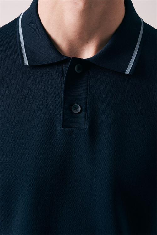 Wholesale Mens Navy Knit Polo Shirt