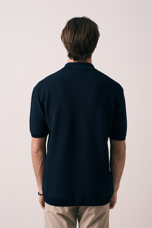 Wholesale Mens Navy Knit Polo Shirt