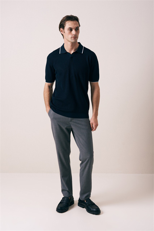 Wholesale Mens Navy Knit Polo Shirt