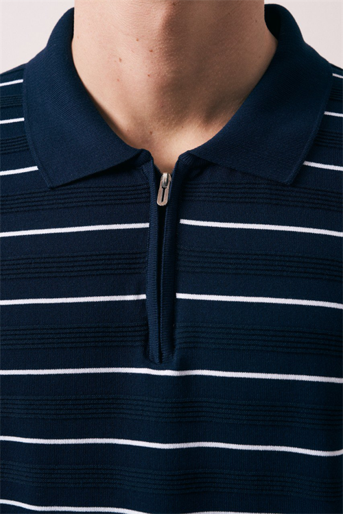 Wholesale Mens Navy Knit Polo Shirt