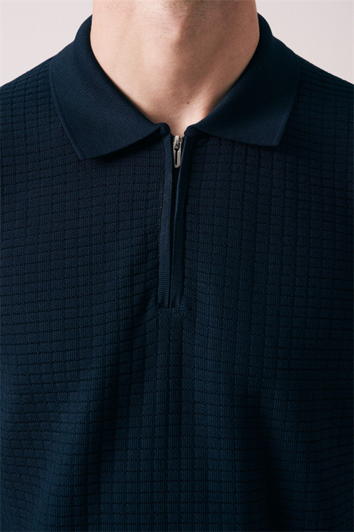 Wholesale Mens Navy Knit Polo Shirt