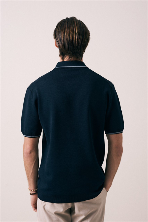 Wholesale Mens Navy Knit Polo Shirt