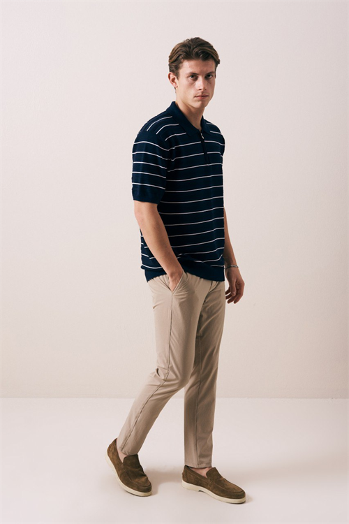 Wholesale Mens Navy Knit Polo Shirt