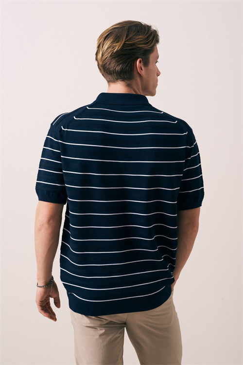 Wholesale Mens Navy Knit Polo Shirt