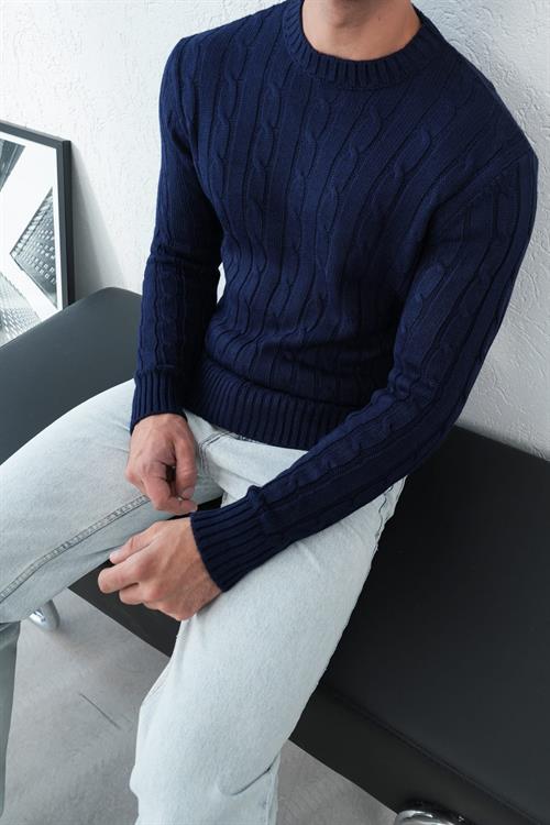 Wholesale Mens Navy Knit Sweater