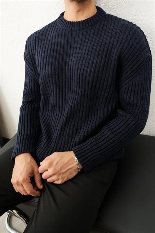 Wholesale Mens Navy Knit Sweater