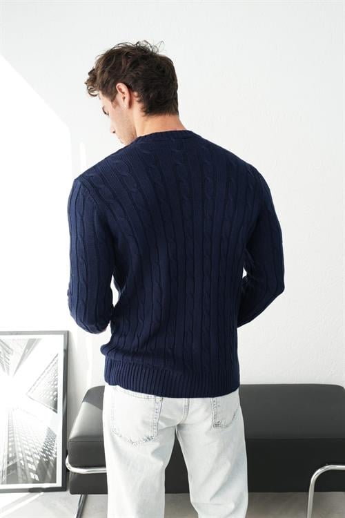Wholesale Mens Navy Knit Sweater