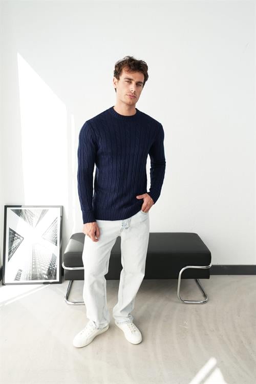 Wholesale Mens Navy Knit Sweater