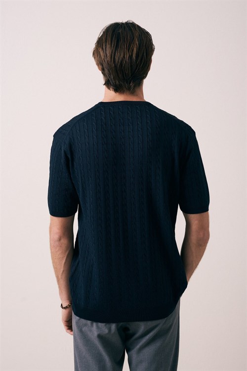 Wholesale Mens Navy Knit T-Shirt